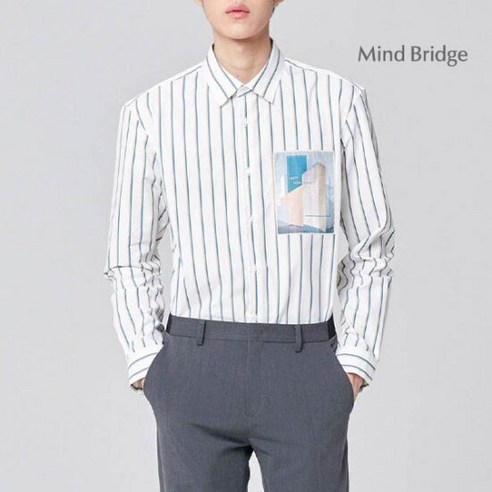 마인드브릿지 남성용 CP스판 스트라이프 그래픽 세미오버셔츠 MUWS2104