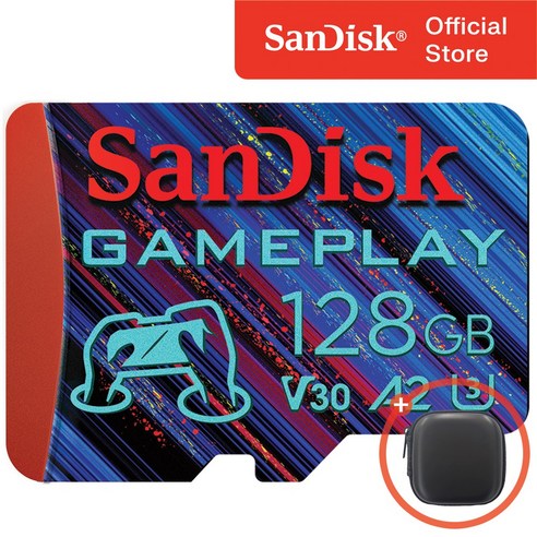 샌디스크 GamePlay 마이크로 SD 카드 닌텐도 스위치 스팀덱 전용 메모리 / 메모리 케이스, 128GB, 1개