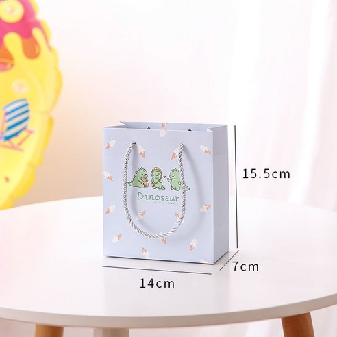 ZZJJC 인사이드 심플 기프트백 기프트백 핸드백 생일선물세트, 트럼펫 1개, 블루 아기 공룡(폭풍)