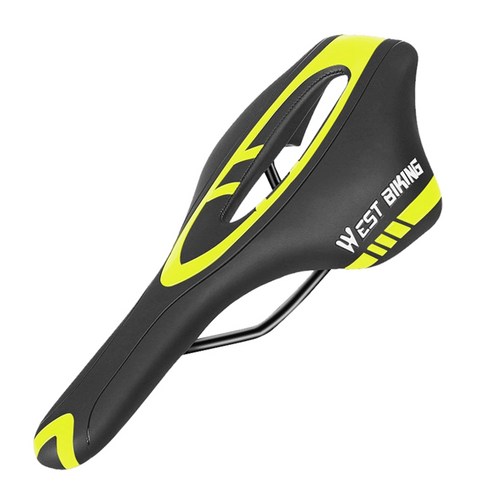노 브랜드 WEST BIKING 초경량 PU 가죽 안장 자전거 레이싱 시트 매트 B 용 도로, 노란색, 자전거 좌석