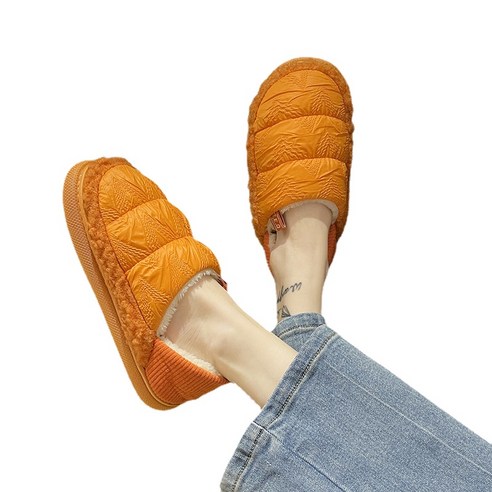 ANKRIC 커플 면화 슬리퍼 여성 겨울 가방 방수 달 신발 플러스 따뜻한 집 실내면 신발 스니커즈