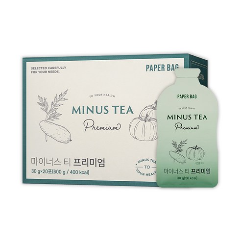 페이퍼백 마이너스 티 프리미엄 1박스20포 국내산 강화약쑥 호박 동과 함유, 600g, 1개