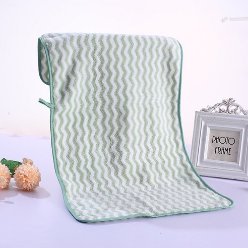 ZZJJC 코랄 타월 극세사 타월 드라이물수건, 75*35cm 【카드지], 물결그린