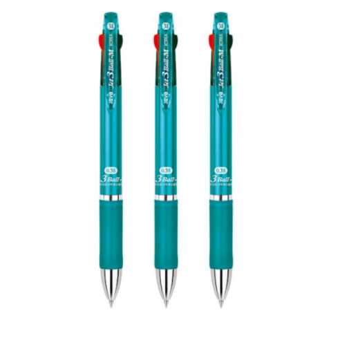 자바펜 제트3볼M 유성볼펜 0.38mm, 민트, 3개입