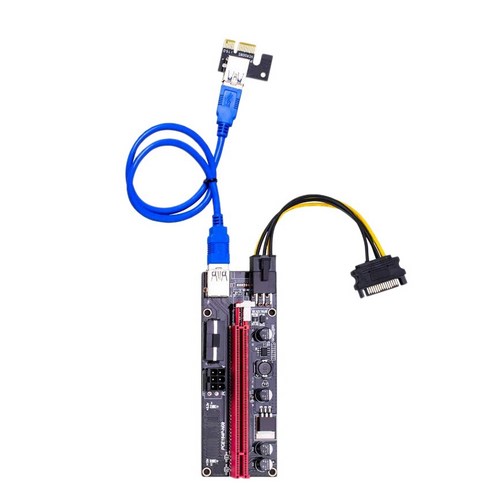 Monland 009S PCI-E 라이저 1X - 16X USB PCI 익스프레스 전원 어댑터 카드 Bitcoin 2 개 용 60cm 3.0 확장 케이블, 검은 색