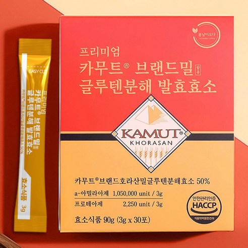 [105만 역가수치] 프리미엄 카무트 글루텐 분해 발효 효소 탄수화물 밀가루 소화 HACCP 캐나다 정품 KAMUT, 1박스, 30포