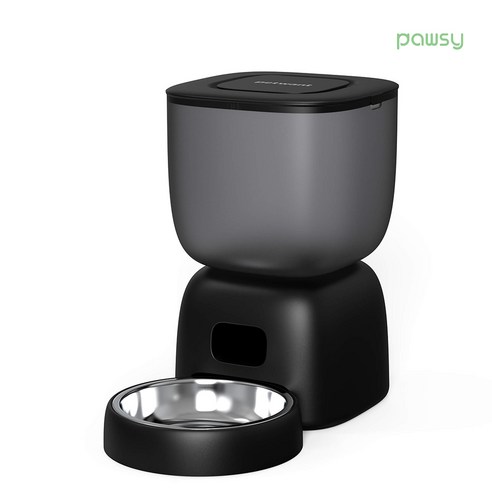파우시 강아지 고양이 애견 급식기 3L 말하는 자동급식기, 블랙, 1개
