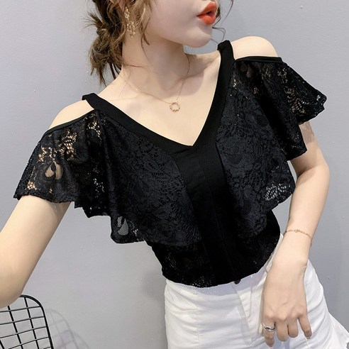 춤추는 당신을 빛낼 마법 같은 블랙 레이스 블라우스