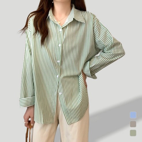 에이어낫 여성 스트라이프 루즈핏 블라우스 박시 셔츠