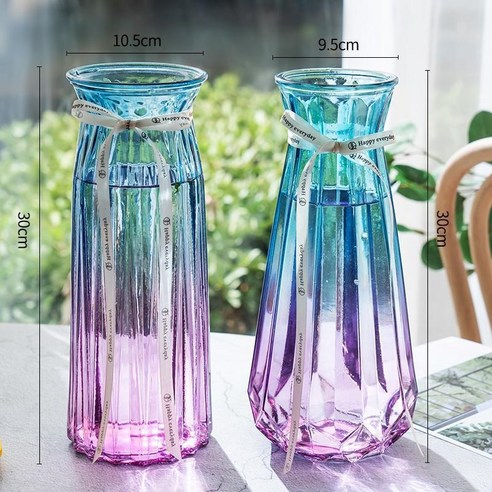 DFMEI 꽃병. 화병.Vase.-- 꽃병 스페셜 라지 사이즈 유리 꽃병 투명수 양수 죽수입니다배화병 거실 꽃꽂이 장식물입니다, DFMEI.30 접기 + 30 호박 (파란색 보라색)-
