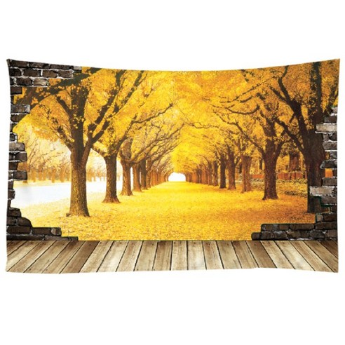 노란 태피스트리 예술 벽걸이 장식을 거는 아름다운 숲 벽, M, 폴리 에스터