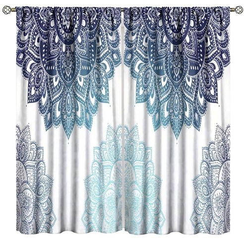 Mala Blackout Curtain Ombre Cols Window Eastern Design Darkening Drapes Rod Pocket Currain f Cafe Li, 42x45 in_스타일-1