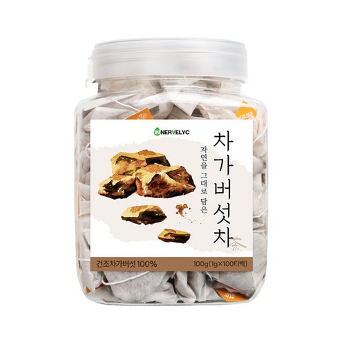 이너블릭 차가버섯 차 100티백 PLA 친환경 필터, 100g, 1개, 1개, 100개입