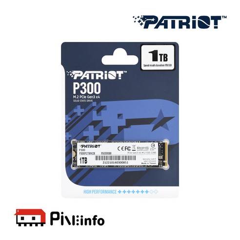 패트리어트 P300 1TB M.2 NVMe 3D TLC 파인인포, PATRIOT P300 M.2 NVMe (1TB) ssd1tb 패트리어트 P300 1TB M.2 NVMe 3D TLC 파인인포, PATRIOT P300 M.2 NVMe (1TB) ssd1tb