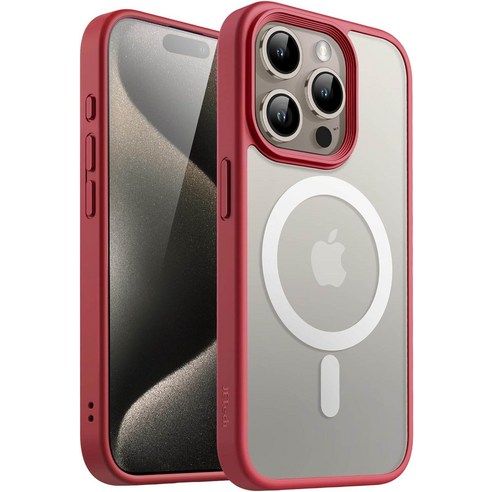 아이폰15 프로 사전예약  iPhone 15 Pro Max 6.7인치용 JETech 마그네틱 케이스 MagSafe와 호환 반투명 매트 뒷면 슬림 충격 방지 휴대폰 커버(블랙), 1개입, 적갈색