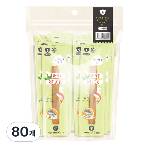 내추럴코어 강아지 미트스틱, 혼합맛(실꼬리돔/참치), 80개