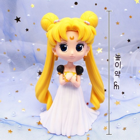 KORELAN 귀여운 차량 인테리어 Sailor Moon 장식용 데스크탑 장식품의 Q 버전, 검은 어깨를 가진 아름다운 소녀