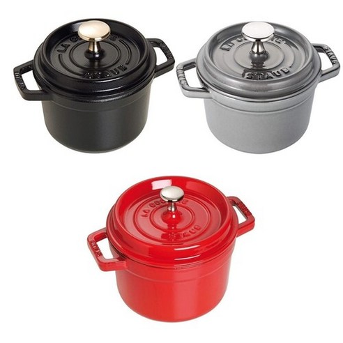 스타우브 STAUB 꼬꼬떼 24cm 원형 블랙 그레이 체리레드 솥밥 양수냄비 주물 3인용