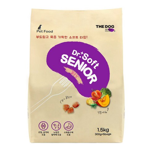 더독 닥터소프트 노령 프리미엄 소프트사료 치킨, 1.5kg, 7개, Chicken+Vegetable / 닭고기+야채