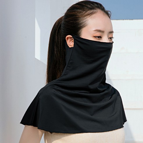 블랑뉴욕 여성용 자외선 차단 얼굴 목 마스크 햇빛가리개 스카프, 블랙