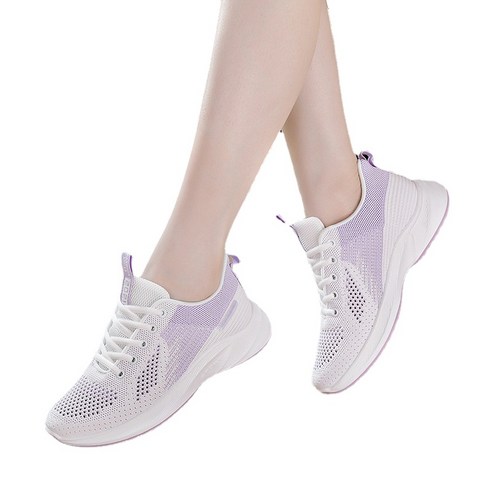 ANKRIC 댄스화 여성용 댄스 신발 소프트 스포츠 쿨링, 6618 흰색과 보라색, {"패션의류/잡화 사이즈":"37"}