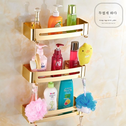 펀치리스 욕실 선반 화장실 벽면 우주 알루미늄 삼각형 벽걸이 화장실 수납화장실을 받다., 도톰 703 3단 티타늄 사각바구니(펀칭 프리)