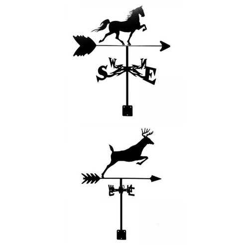 전망대 정원에 대한 2Pcs Weathervane 장식 공예 측정 도구 지분, 말, 35x35x55cm, 금속