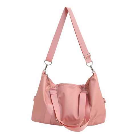 심플한 여행 가방 대용량 여행 가방 핸드백 순수한 색 접을 수 있는 짐 가방, 핑크/핑크