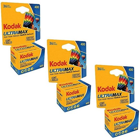 Kodak 울트라맥스 400 컬러 프린트 필름 36 Exp. 35mm DX 400 135-36(108장) (3개 팩) 베이직, Basic