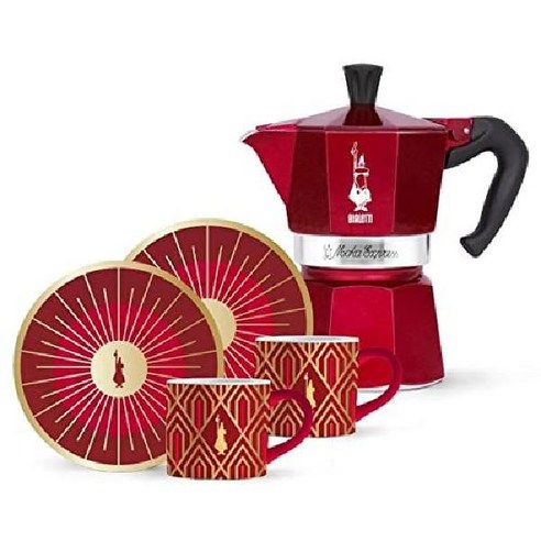 Bialetti 모카 익스프레스 에스프레소 메이커 모카 포트 3컵(130ml), 교체용 개스킷, 작은 모카포트미니