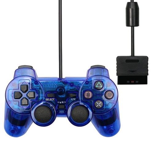 YJQ 유선 Gamepad PS2 컨트롤러 만도 PS2/PS2 조이스틱 playstation 2 진동 충격 Joypad 유선 USB PC 제어, Blue_GERMANY