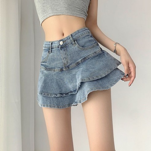 F0643B 캉캉 데님 청치마 청스커트 스커트 치마 치마바지