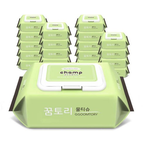 꿈토리 뉴 가득찬 챔프 캡형 유아물티슈 엠보싱 55gsm 100매 20팩, 55g, 20개