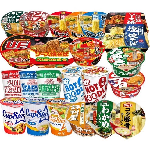 일본 컵라면 다채로운 맛과 특징을 한 세트에서 만나보세요.