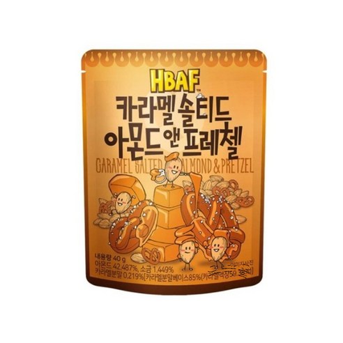 바프 카라멜 솔티드 아몬드 앤 프레첼, 40g, 6개