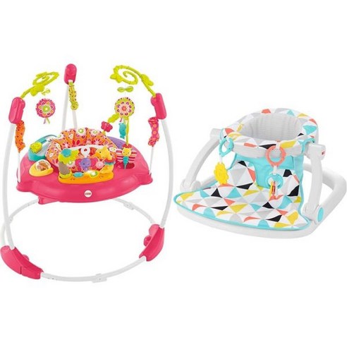 미국 프리미엄 Fisher-Price 베이비바운서 핑크페탈 점퍼 활동 센터 음악등 소리 휴대용 유아 의자 좌식 바닥 시트 발달 장난감 기계 패드