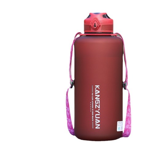 대용량 스포츠 컵 남자 여름 피트니스 주전자 야외 휴대용 물병 트리탄 플라스틱 컵 학생 주전자, 2200ML 레드