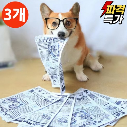 댕댕몰 강아지 신문지 바스락 소리 장난감, 3개, WB화이트