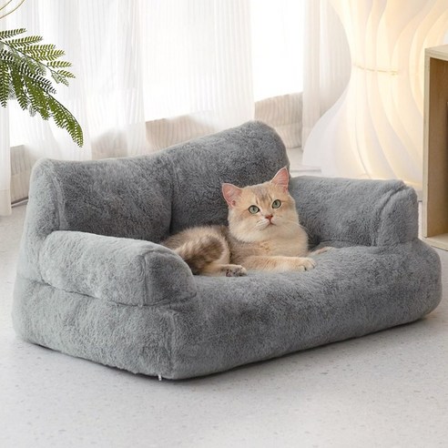 POMTOR 애완 소파 소파베드 펫 구름 소파 반려동물 공용 방석 펫하우스, M, 그레이, 1개