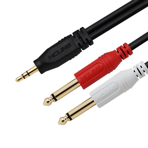 맥라인 ST 3.5mm to 2 모노 6.3 (TS 5.5) 스테레오 PC 스마트폰 앰프 스피커 오디오 케이블 McLine MC-PA05, 1.5m, 1개