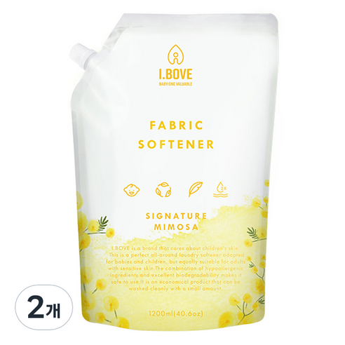 아이보브 고농축 유아 섬유유연제 시그니처 미모사향 리필, 2개, 1200ml