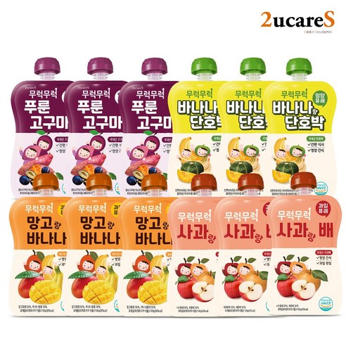 무럭무럭 과일퓨레 알뜰팩 모음, 12세트, 100g, 사과배/망고바나나/푸룬고구마/바나나단호박