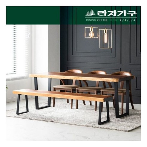 라자가구 우드슬랩 투톤 통원목 벤치의자 1800 - 식탁/테이블 | 쿠팡