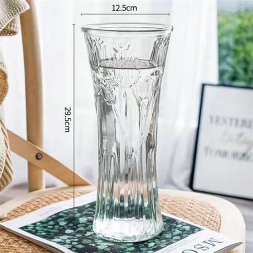 DFMEI 꽃병. 화병.Vase.-- 꽃병 스페셜 라지 사이즈 유리 꽃병 투명수 양수 죽수입니다배화병 거실 꽃꽂이 장식물입니다, DFMEI.30 크리스탈 라운드 입 [튤립 스타일] 1