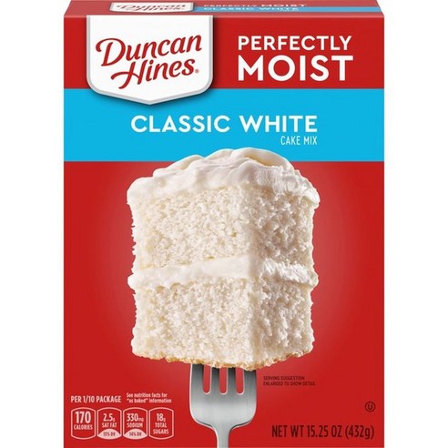 Duncan Hines 클래식 케이크 믹스 화이트 15.25 온스, 1개, 432.3g