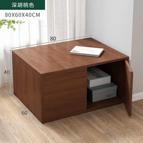 벤치 벤치형 책장 나무 가로 가벽 거실 낮은 선반 책장, 호두나무 도어형 800
