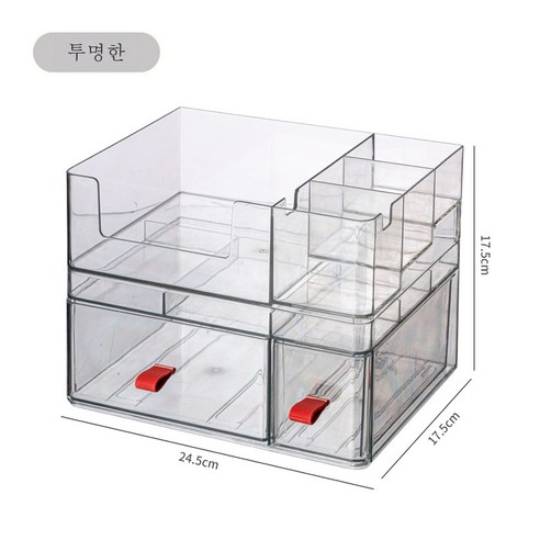 DFMEI 화장품 수납함 일반형 정리 수납, DFMEI 콤비 수납함 1층+뚜껑[비침]