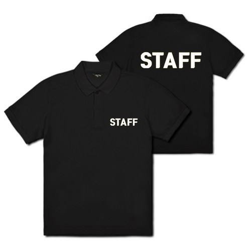 STAFF 프린팅 반팔 카라 티셔츠 스태프티 직원 가게 유니폼 (남녀공용 블랙)