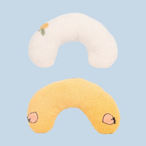 모모원 강아지 고양이 겸용 쿠션 반려동물 꿀잠 반달베개 세트, 화이트+옐로우, 2개