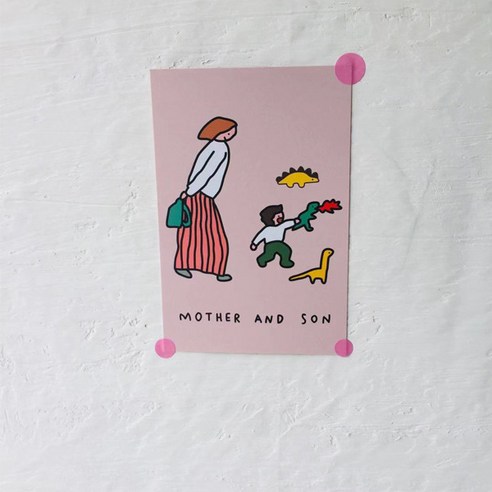 DFMEI 한국어 만화 손으로 그린 방 장식 가족 포스터 인식 대비 색 귀여운 배경 카드, 09